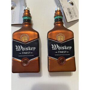 Set of 2 glass Whiskey Bottle Ornaments NEW decoration Christmas tree Barware